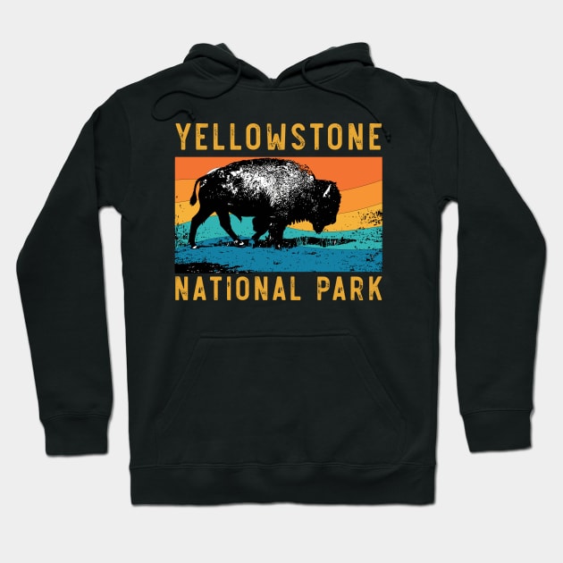 Vintage Yellowstone National Park Gifts Usa Bison Buffalo Hoodie by mrsmitful01